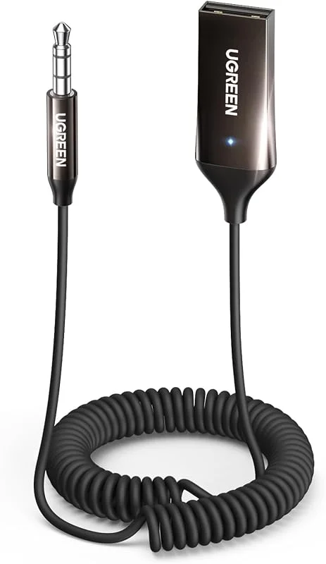UGREEN Bil Bluetooth 6.0 Mottagare med 3, 5 mm AUX Uttag och USB Trådlös Ljudadapter med Inbyggd Mikrofon och Lång Kabel för Bil TV Hemhögtalare Huat Högtalarförstärkare (Space Gray) — Hörlurar och ljud