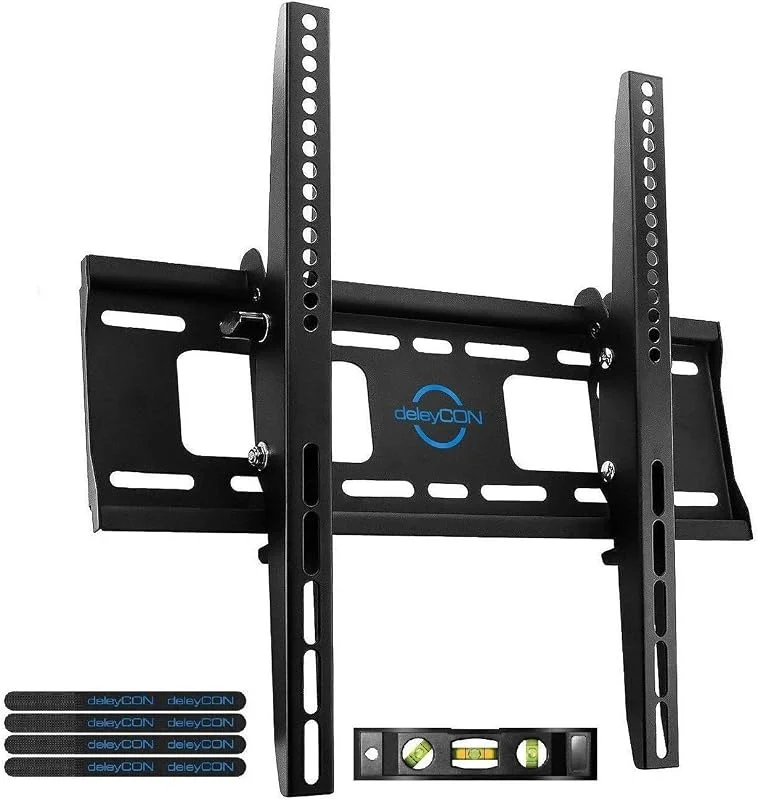 deleyCON Universellt Väggfäste för TV 32"-65" tum (81-165cm) - upp till 75 Kg och VESA 400x400 - Kan Lutas - Väggavstånd 56 mm - TV LCD LED OLED — TV och streaming