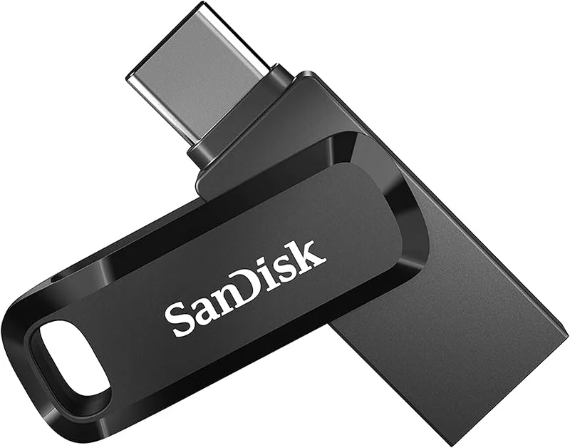 SanDisk 128GB Ultra Dual Drive Go USB Type-C Flashminne med reversibla USB-kontakter, Type-C och Type-A, för mobiler, plattor, Mac- och PC-datorer — Datortillbehör