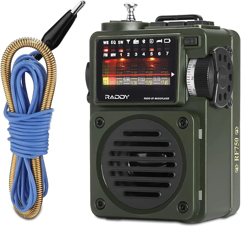 Radioddity RF750 Bärbar Kort Vågradio Liten AM, FM, SW-radio Digital Retro Uppladdningsbar Radio, Batteridriven med BT, TF-kortmusikspelare, 6 EQ-lägen, Extern Antenn — Portabel digital och ljud