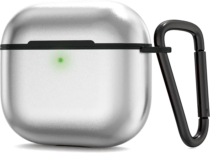 Lunivop Kompatibel med AirPods 4 fodral aluminiummetall för airpods 4:e generationen fodral ultratunn kompatibel med MagSafe med nyckelring, män kvinnor låsklämma senaste för Air Pods4 fodral (silver) — Mobil och surfplatta