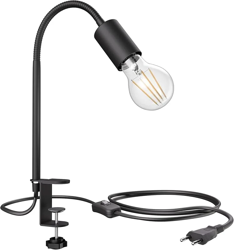ledscom.de E27 klarlampa LELE med svanhals, svart inkl. E27 LED 3-nivå dimbar vit 6, 9W 1020lm — Smart belysning