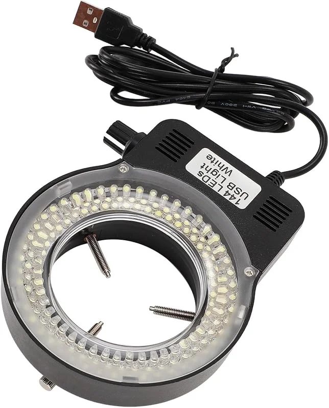 Haofy LED Microscope Ring Light Justerbar Ljusstyrka för Professionella Mikroskop Stereoskopiskt USB -drivet ABS -material — Mobil och surfplatta