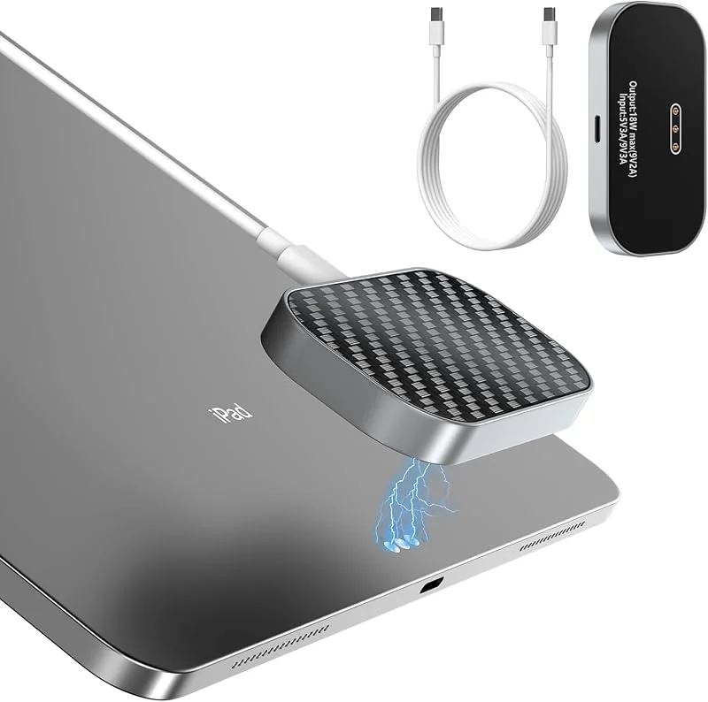 Magnetisk trådlös laddare för iPad Pro 12, 9 tum (3:e, 4:e, 5:e, 6:e) och iPad Air 13 (M2, M3), endast 18 W snabbladdande smart anslutningsladdare, aluminiumlegering trådlös laddningsdyna med — Mobil och surfplatta