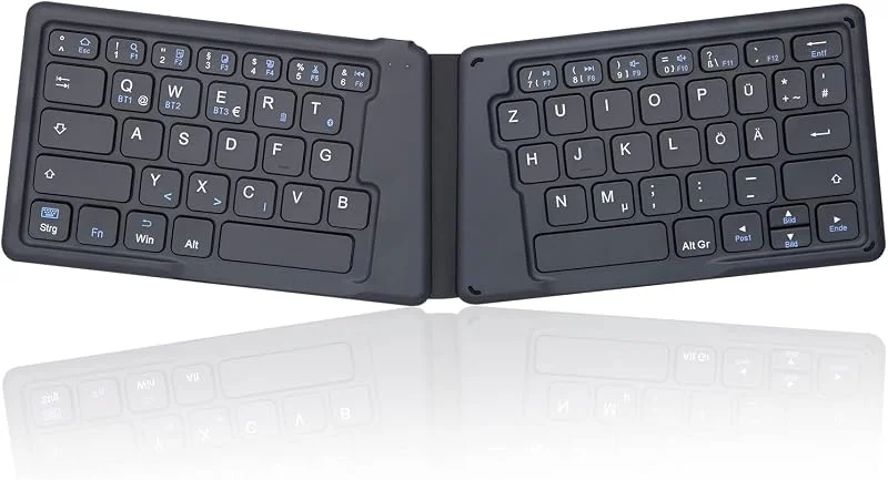 Perixx PERIBOARD-805 Ergo, trådlöst vikbart ergonomiskt tangentbord, mycket tunn design att bära när du reser, kompatibel med iOS, Android, Windows-enheter, mörkgrå, 11681 — Datortillbehör