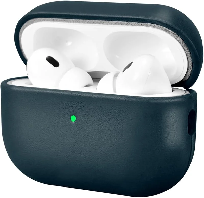 Äkta läderfodral för AirPods Pro 2 (släppt september 2022). Falltåligt, stöttåligt och heltäckande skydd. Avtagbart fodral med synligt LED-ljus, kompatibelt med trådlös laddning — Mobil och surfplatta
