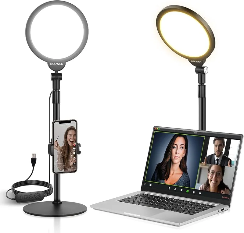 NEEWER BASICS 7" skrivbordsringlampa för videoinspelning, 10W dimbar, R06 — Mobil och surfplatta