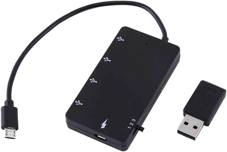 Micro USB OTG Charge HUB, 4-portars Micro USB Hub USB2.0 OTG Förlängningsadapter Laddningskabel för Smartphone, Surfplatta, för Android och för Windows — Laddning och kablar