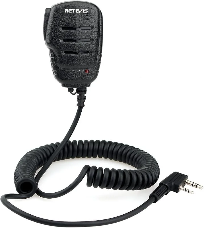 Retevis RS111 Högtalare Handhållen Mikrofon 2-stifts Radiomikrofon Kompatibel med Walkie Talkie RT21 RT24 RT27 RT22 RT1 RT5 RT7 Baofeng UV-5R BF-888S Kenwood WOUXUN TYT Tvåvägsradio (1St) — Portabel digital och ljud