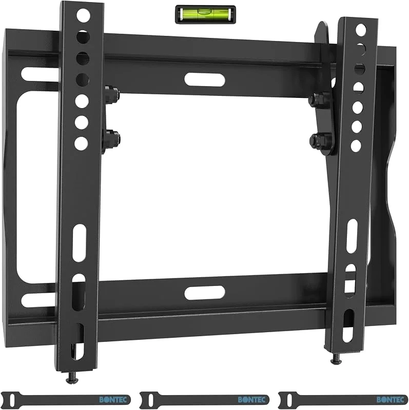 BONTEC Väggfäste för TV 17–45 Tum, Tiltbart och Lågt Väggfäste för TV med Säkerhetslås, Max VESA 200x200mm, Upp till 30kg, Passar LED LCD OLED Plasma Skärmar, Svart — TV och streaming