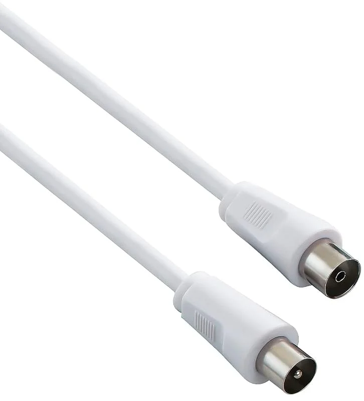 PremiumCord TV-koaxial antennkabel 5 m, 75 ohm, IEC-kontakt till hona, avskärmad – för DVB-C, DVB-T, T2, 4K UHD 2160p, FULL HD 1080p 3D, färg vit — TV och streaming