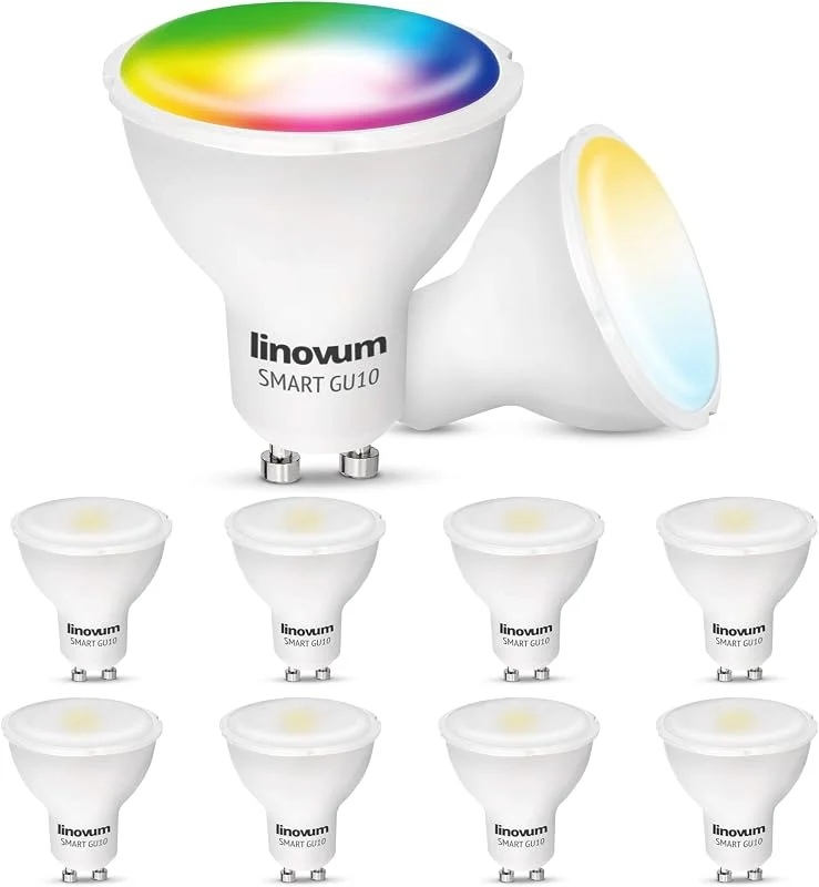 linovum LED smart lampa GU10 10-pack kompatibel med Alexa Echo Google Home App kontrollerbar – RGB & vita toner 2700 – 6500 K WiFi lampa 5 W — Smart belysning