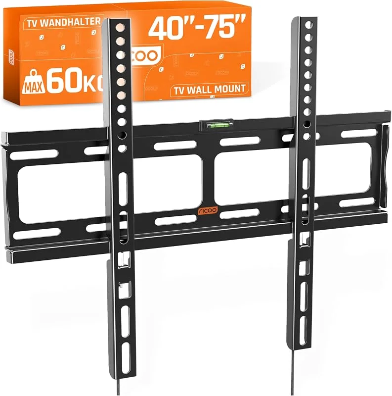 RICOO TV-väggfaste för många tv-apparater från 26-55 tum (66-140cm) upp till 60 kg och F0244 VESA 200x200-400x400, TV hållare är super ultra slim — TV och streaming