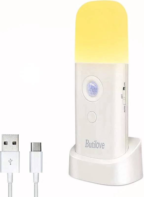 Rörelsesensor lampor inomhus, uppladdningsbar bärbar LED-nattlampa med USB-kabel, trådlös vägglampa med auto, på, av för skåp, garderob, kök, trappor, sovrum, hall — Smarta hem