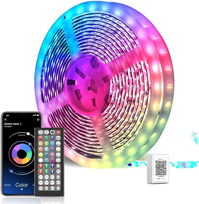 30 m LED-remsa, ultra-lång lysande RGB LED flerfärgad, styrd av APP-fjärrkontroll, synkronisera med musikrytm, LED-band för sovrum, bröllop, fest, kök — Smart belysning