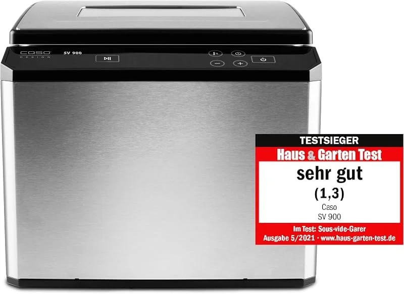 CASO SV900 Sous Vide Garer, perfekt vakuumkokning i vattenbad för upp till 5 portioner, lågtemperaturgrill 30 °C till 90 °C i steg om 0, 1 °C — Kök & Hushåll