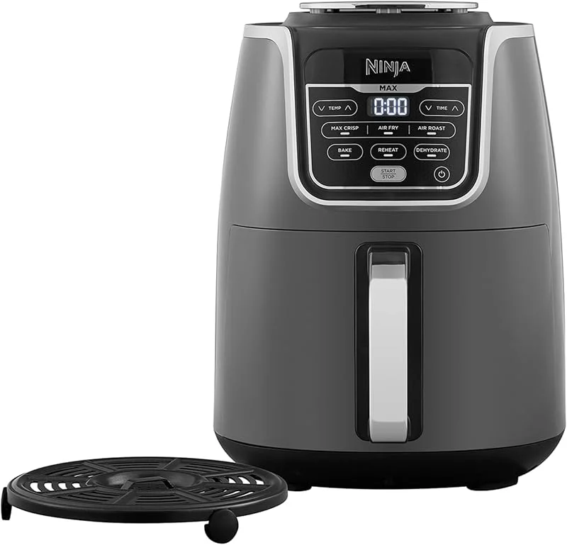Ninja luftfritös MAX, 5, 2l, 6-i-1, brukar ingen olja, luftfritera, maximera krispet, rosta, baka, torka, familjestorlek, digital, koka från fryst, nonstick diskmaskinssäker korg, grå, svart, AF160EU — Kök & Hushåll
