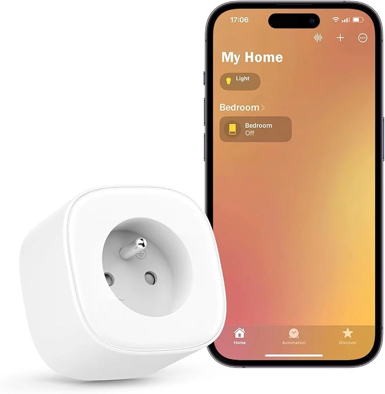 HomeKit smart plugg (FR), smart plugg kompatibel med Apple HomeKit, Siri, Amazon Alexa, Google Assistant och Nest Hub, WiFi-programmerbar kontakt med röststyrning och fjärrkontroll — Smarta hem