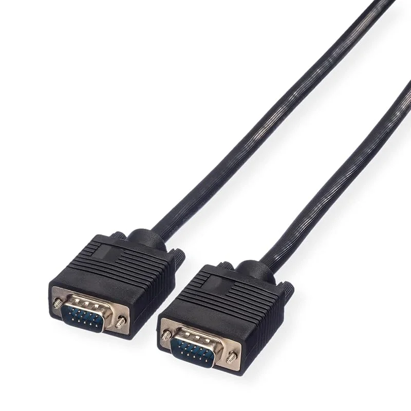 ROLINE VGA-kabel, Skärmkabel med HD D-Sub-kontakt, För anslutning av bärbar dator • grafikkort • Beamer l svart 6 m — Datortillbehör