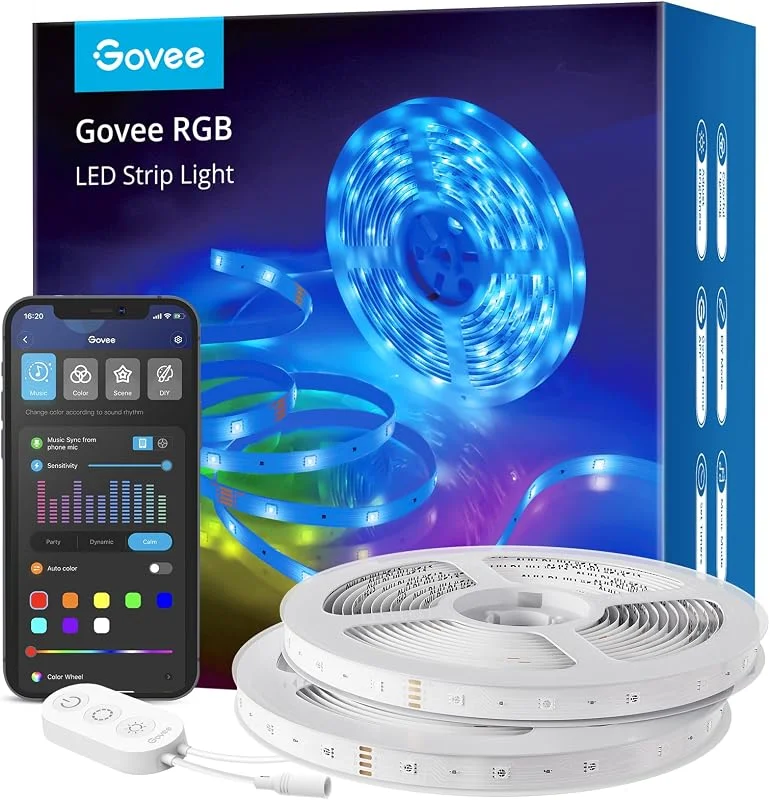 Govee WiFi LED Strip 10m, Smart RGB LED Strip, appkontroll, färgbyte, musik synkronisering, fungerar med Alexa och Google Assistant, 2 rullar om 5m — Smart belysning