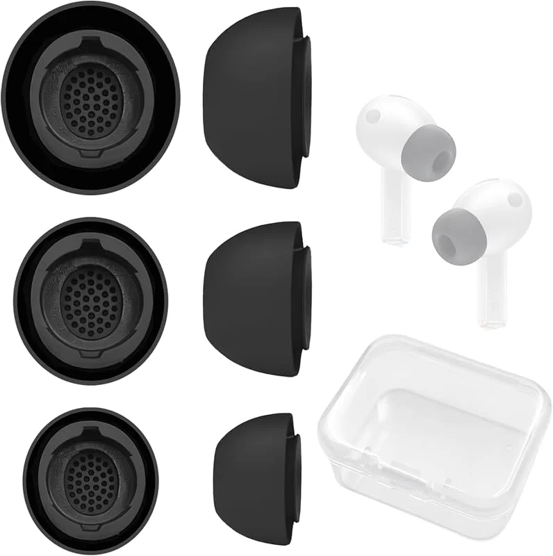 3 par trådlösa öronsnäckor för Galaxy Buds3 Pro, silikonutbytbara öronproppar, utbytbara silikonlock, kompatibla med skyddsfodral (grå) — Hörlurar och ljud