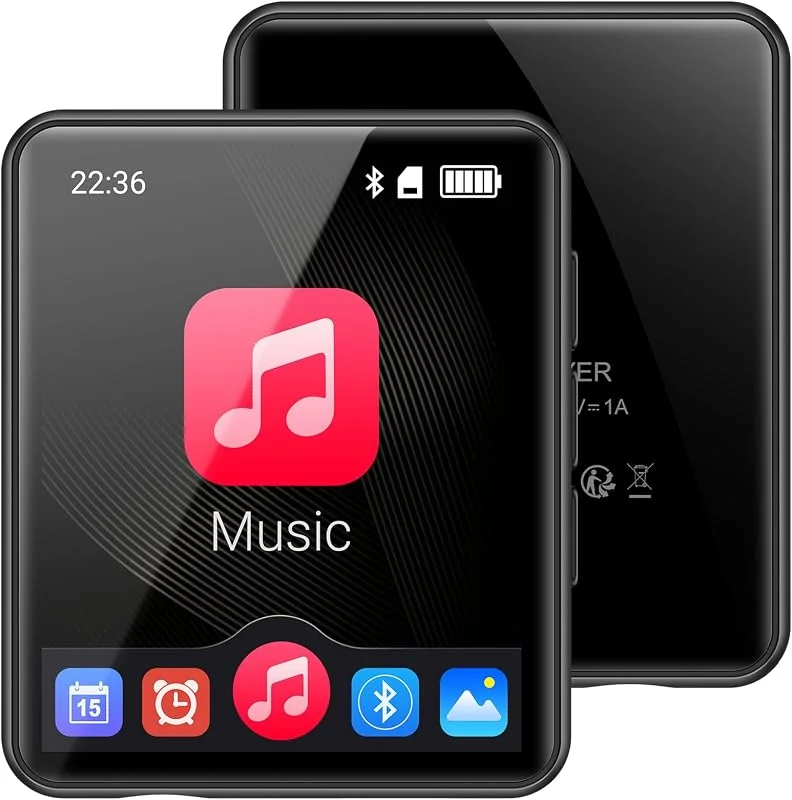 joliker MP3-spelare med Bluetooth 5.0, bärbar HIFI förlustfritt ljud musikspelare med högtalare, FM-radio, röstinspelare, e-bok, inbyggd 64 GB minne pekskärm MP3-spelare, stöder upp till 128 GB — Portabel digital och ljud