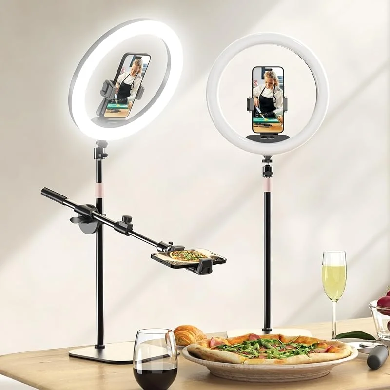 UBeesize 30, 5 cm LED-ring med stativ för mobiltelefon, mobilstativ med ringljus, dimbart LED-ljus för videoinspelning — Mobil och surfplatta