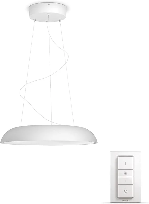 Philips Hue Amaze taklampa vit pendel (inkluderar en Hue dimmer switch): Philips Hue White Ambiance, Zigbee & Bluetooth, LED, IP44, trådlös, kompatibel med Amazon Alexa (Echo Dot), Google Home Assistant (Google Mini, Google Home) och Siri (Apple Homepod) — Smarta hem