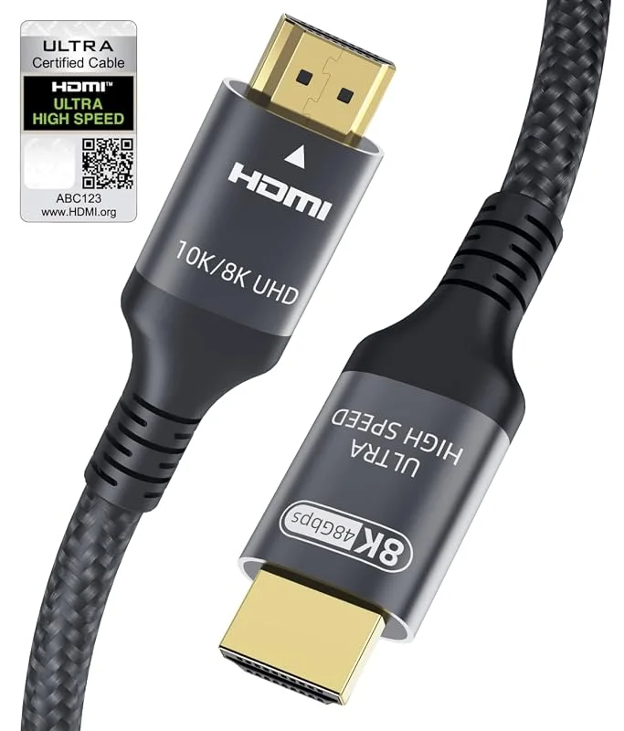 Certifierad 10K 8K HDMI 2.1 Kabel 1.5M, 48Gbps Ultrahög Hastighet HDMI Kabel Ethernet CEC 4K 240Hz 165Hz 144Hz 120Hz 10K 8K 60Hz ARC eARC Netflix HDCP2.3 HDR10+ PC Bärbar Dator TV Projektor PS5 X-Box — Laddning och kablar
