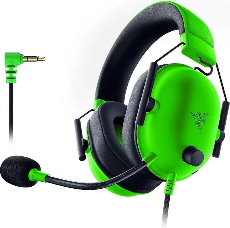 Razer BlackShark V2 X – kabelanslutna Esports headset med flera plattformar (Triforce 50 mm drivrutiner, avancerad passiv brusreducering, 7.1 surroundljud, hyperklar kardioidmikrofon) Grön — Hörlurar och ljud