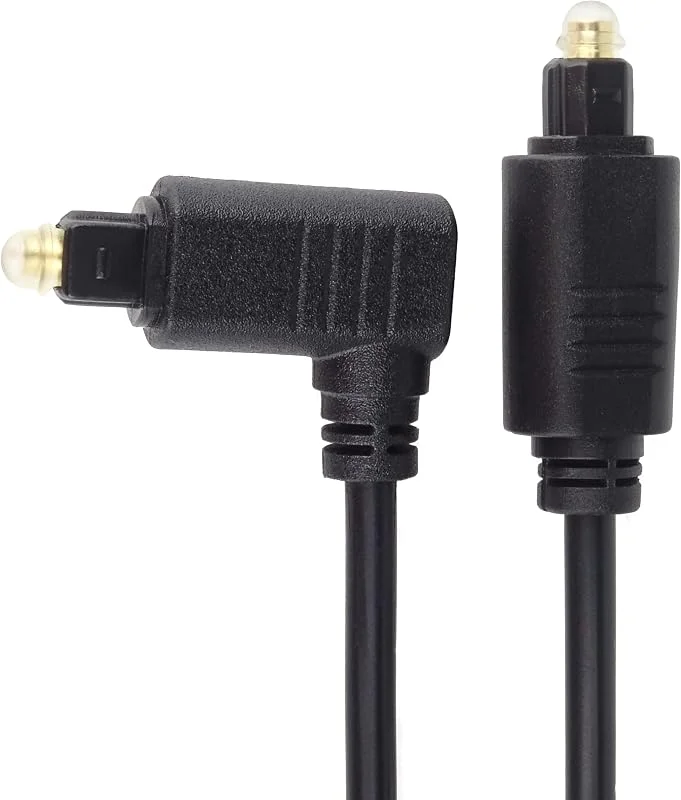 PremiumCord Optisk ljudkabel Toslink vinklad – 2 m, Toslink-kontakt till kontakt 90°, digitalkabel för stereosystem HiFi Sound bar TV, HQ Audio, guldpläterad, färg svart, kjtos3-2 — TV och streaming