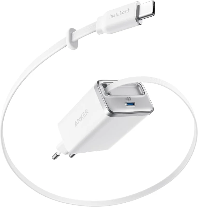 Anker Nano 35W GaN Laddare, 2-Portars USB-C, InstaCord — Mobil och surfplatta
