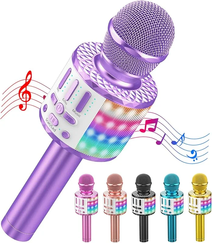 Trådlös mikrofon karaoke bluetooth, bärbar karaoke mikrofonhögtalare med ljus, karaoke mikrofon för barn, vuxna, sjungande klubb jul födelsedag Youtube live familjekväll, presentidé — Hudvård