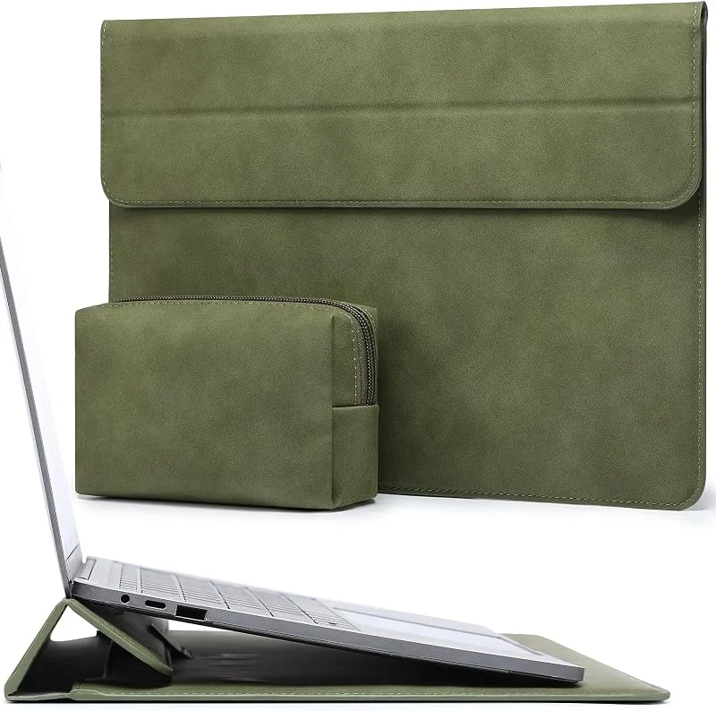 HYZUO 13 Tum Laptopväska Fodral med Stativfunktion, Oliv Grön — Mobil och surfplatta