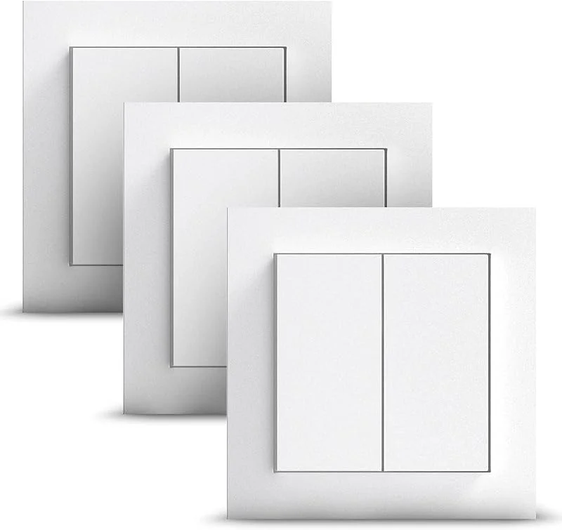 GIRA Senic Friends of Hue Smart Switch, Trådlös Homekit strömbrytare och dimmer, Kompatibel med Philips Hue & Tado, Inga batterier, ingen laddning, Tillverkad i Tyskland, 3 x vit matt — Smart belysning