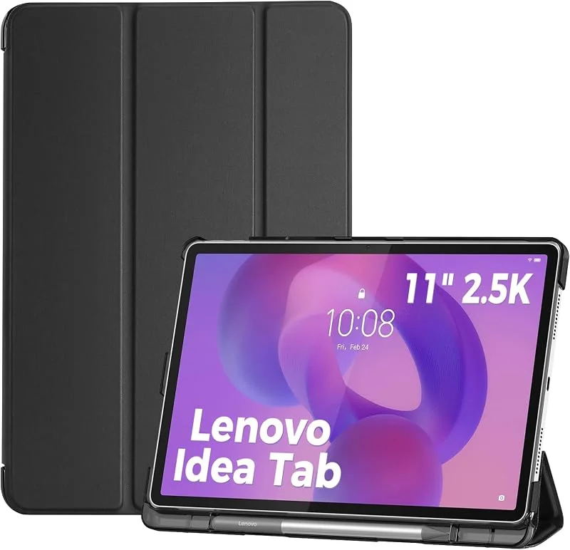 ProCase Folio-fodral till Lenovo Idea Tab 11 tum 2025 med pennhållare, Lenovo Idea Tab 11 tum TB-336ZU, TB-336FU slimmat stativ tredelat hårt skal skyddande surfplatta fodral genomskinligt — Mobil och surfplatta