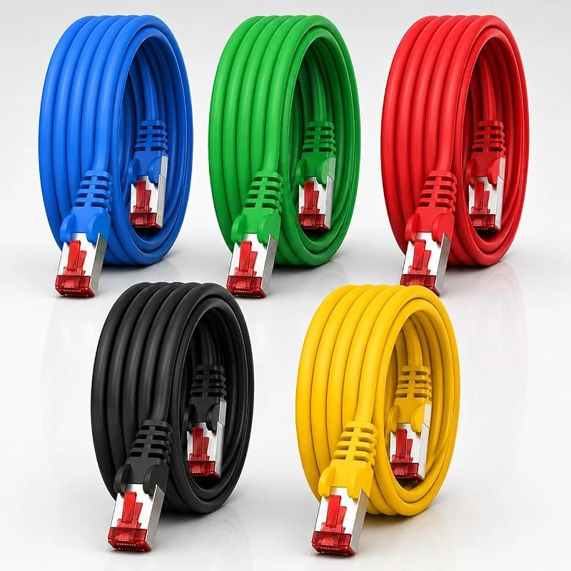Cat6 nätverkskabel 5 x 0, 5 m färg 5 Ethernet-kabel Lankabel Cat6 Lan nätverkskabel Sftp Pimf patchkabel 1000 Mbit s — Laddning och kablar