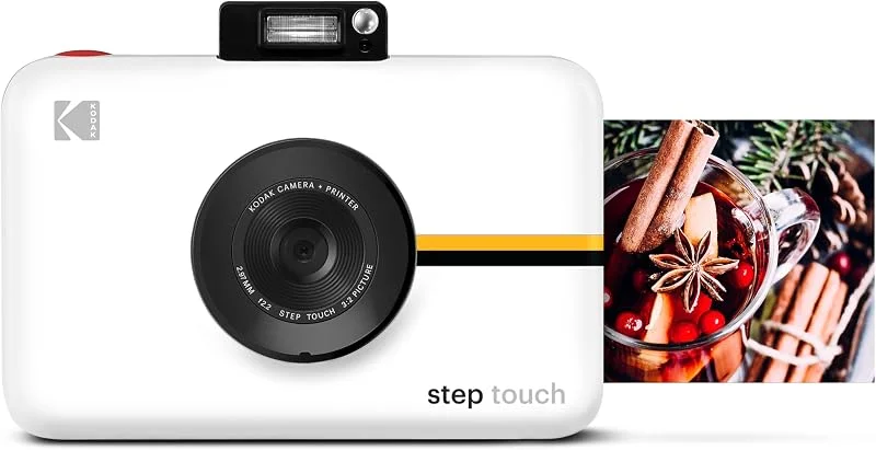 KODAK Step Touch Instant Camera med 3, 5 tums LCD-skärm (Vit) Bluetooth-skrivare med ZINK-teknik, 1080p HD-video, 10x zoom och KODAK-app — Portabel digital och ljud