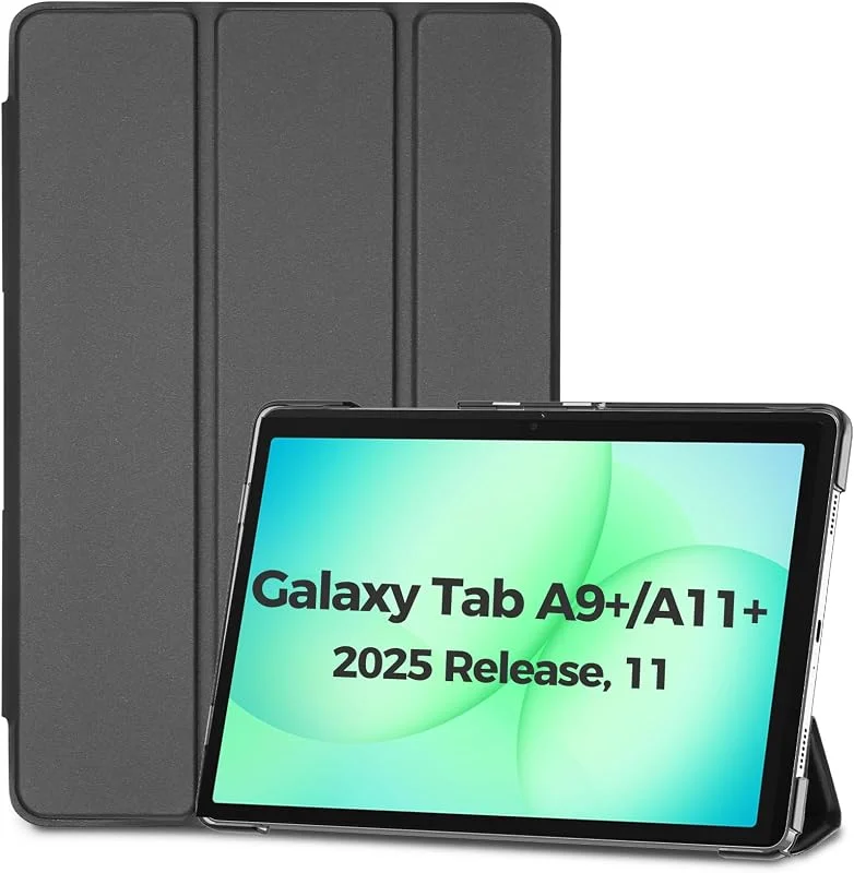ProCase fodral för Galaxy Tab A9+, A9 Plus 11 tum 2023 (SM-X210), trippel skyddsfodral för 11 tum Galaxy Tab A9+, A9 Plus, tunt lätt smart fodral skal med genomskinligt frostad baksida – svart — Mobil och surfplatta