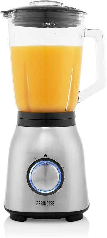 Blender Princess 212091 Borstat Rostfritt Stål, Rostfritt Stål Och Glas, 4 Hastigheter Och Pulsfunktion, 1.5 L, 6 Blad — Kök & Hushåll