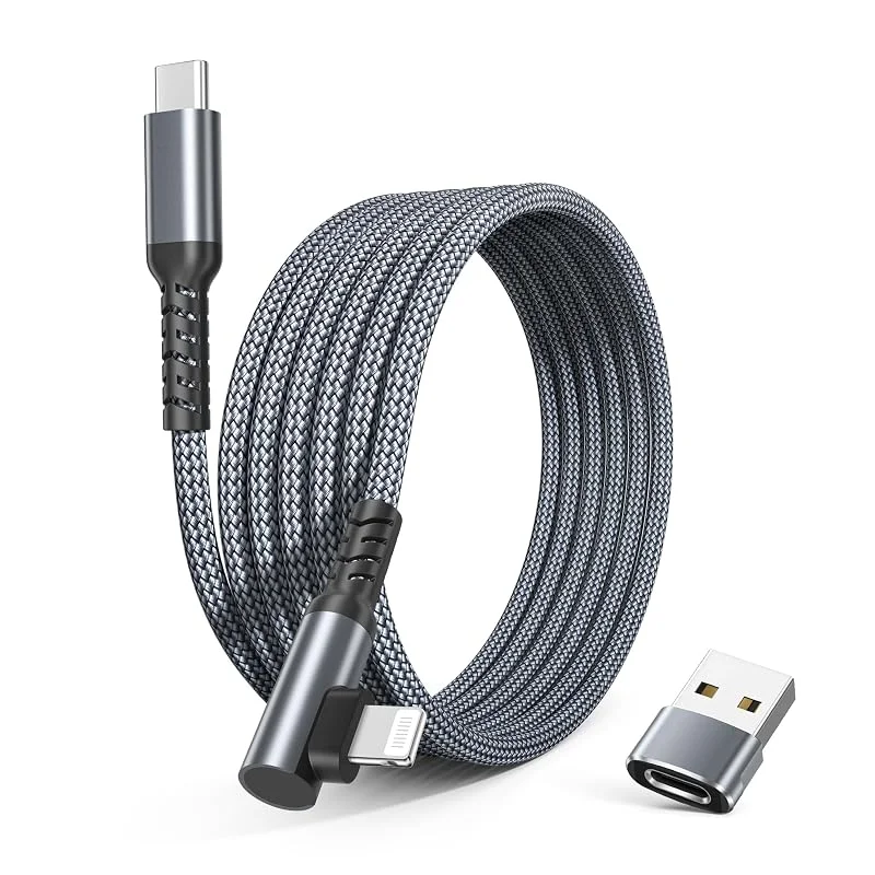 Basesailor Vinklad USB-C till Lightning-kabel 2 M med USB-A Adapter — Mobil och surfplatta