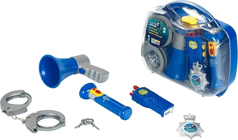 Polisväska, Med ficklampa, walkie-talkie, megafon och handbojor, Leksak för barn från 3 år — Portabel digital och ljud
