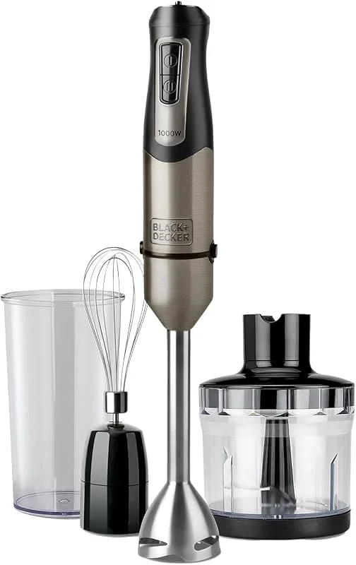 Black+Decker mixer, rostfritt stål 3 tillbehör 1.000 W GRÅ — Kök & Hushåll