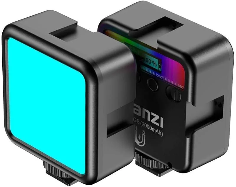 Ulanzi VL49 RGB Mini flerfärgs LED-videolampa för smartphone och kamera med justerbar färgtemperatur (RGB + 2500K-9000K) och 2000 mAh batteri för videostreaming i Vlog Studio — Mobil och surfplatta
