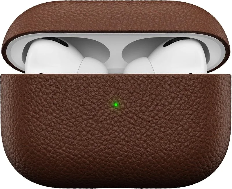 KeyBudz Artisan Läderskyddsfodral för Apple AirPods Pro-fodral, läderfodral, äkta läder, hörlurar tillbehör, brun — Mobil och surfplatta