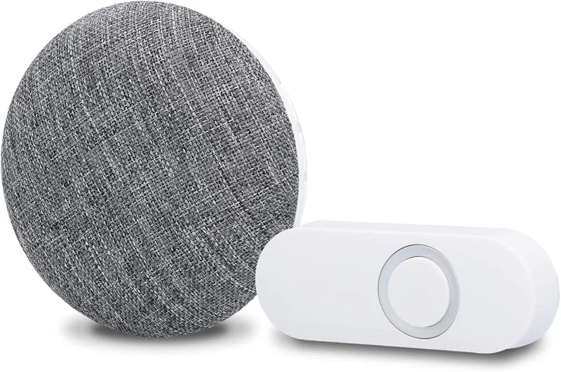 UNITEC Trådlös Gong WDMP10 mp3, dörrklocka, spela upp dina egna melodier, 4 volymnivåer upp till 110 dB, akustisk och optisk ringklocka, vidarekabel, 130 m räckvidd, LED-skärm, vit — Smarta hem