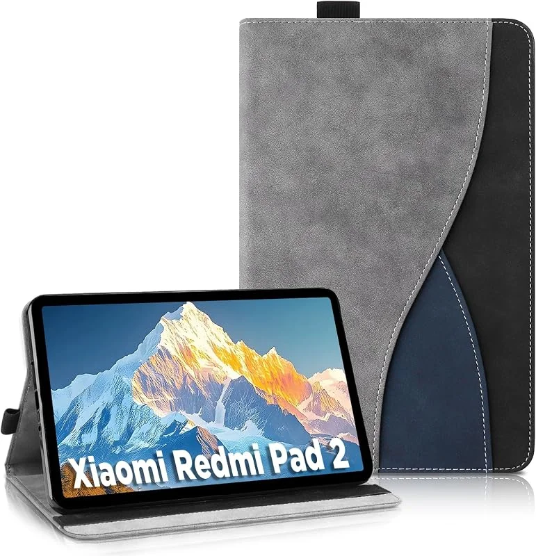 Fodral för Xiaomi Redmi Pad 2 11 tum (2025) (Wi-Fi) surfplatta – ultratunn business trefärgad surfplatta med plånbok och stativfunktion, skyddsfodral kompatibelt med Redmi Pad 2-fodral (grå) — Mobil och surfplatta