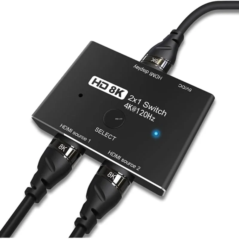 HDMI Ultra HD 8K HDMI 2.1 hög hastighet 48 Gbps riktningsbrytare endast 2 tum 1 ut 8K @60Hz 4K @120Hz splitter Converter kompatibel med Xbox PS5-projektorskärmar — TV och streaming