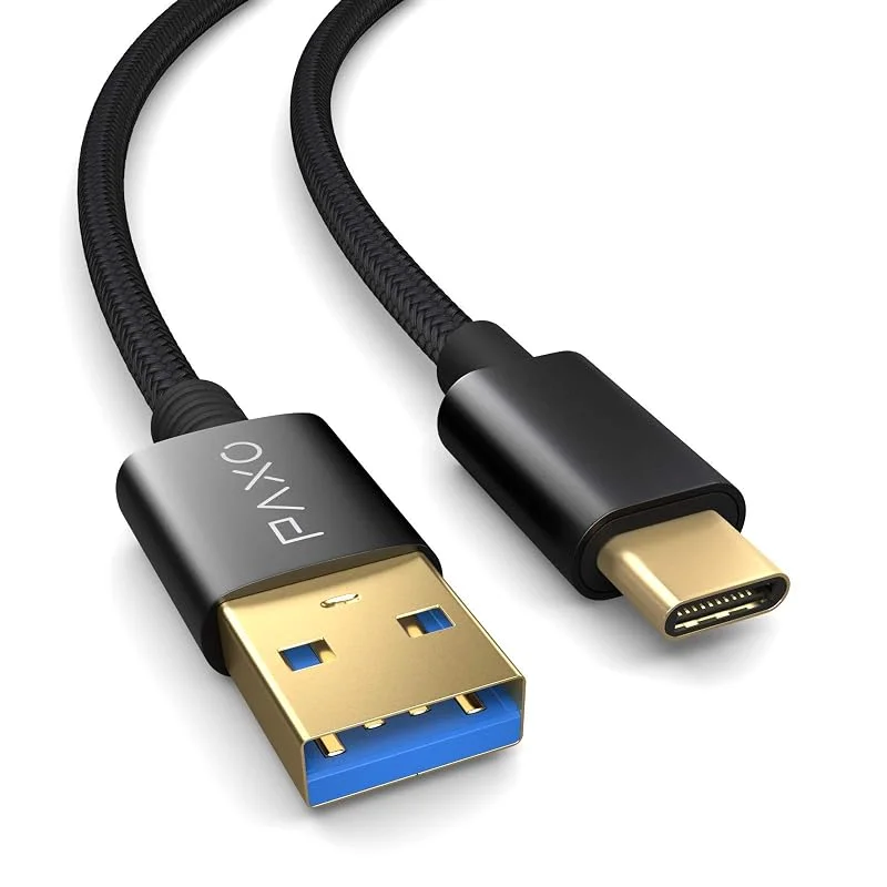 PAXO USB Type C-kabel på 5 m, 10 Gbit, s (1, 25 GByte, s), USB 3.2 Gen2 (3.0, 3.1), USB C-laddningskabel och -datakabel, svart — Mobil och surfplatta