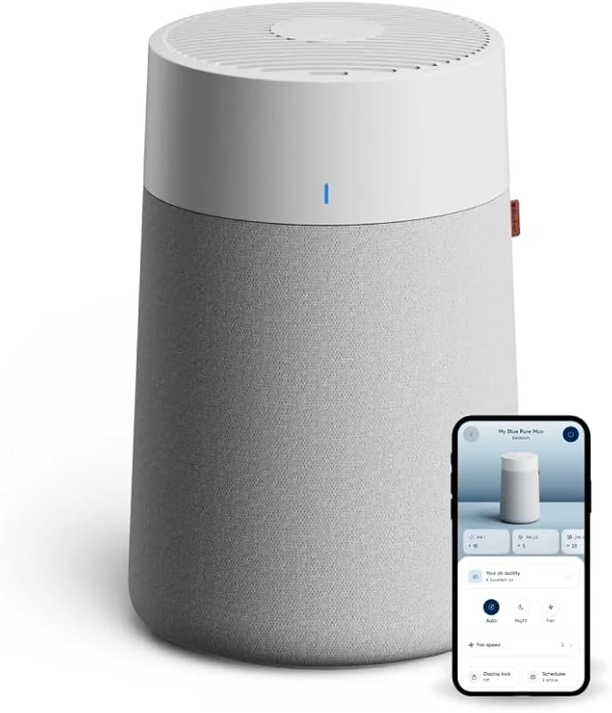 BLUEAIR tyst luftrenare för små rum, upp till 86m2 luftfiltrering per timme, HEPASilent luftrenare för allergiker som fångar upp allergener, virus, damm, mögel och rök - Blue Pure 511i Max — Hushållselektronik